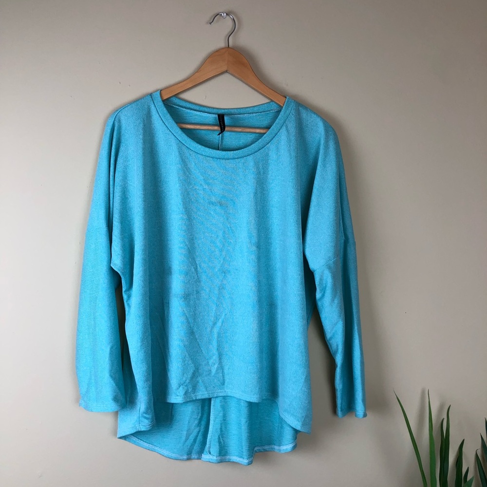 Blue Long-Sleeve Slub Knit Tee